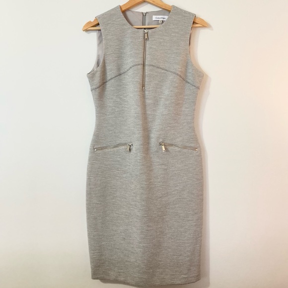 Calvin Klein Dress - Size 4 - Gray with Silver Zipper Detail - Picture 1 of 3